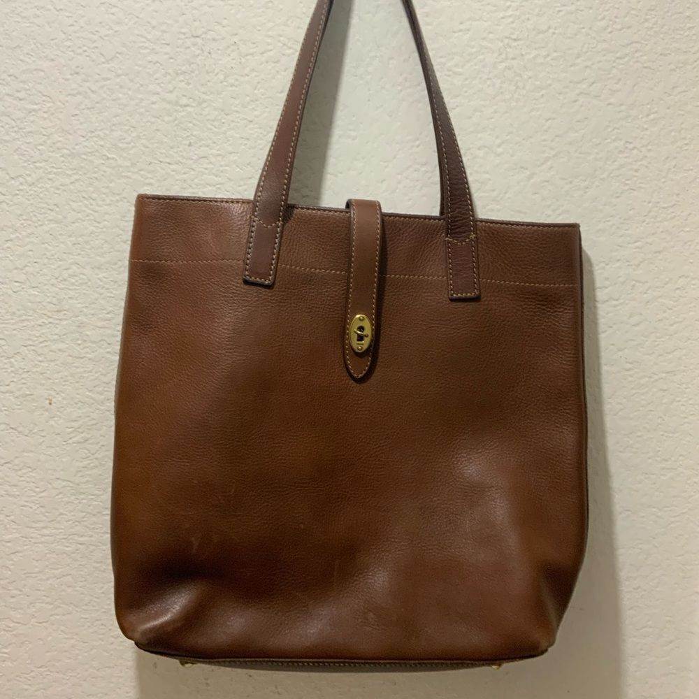 Fossil Austin Tote Brown Rugged Leather Tote Vintage Large Handbag Shoulder Bag